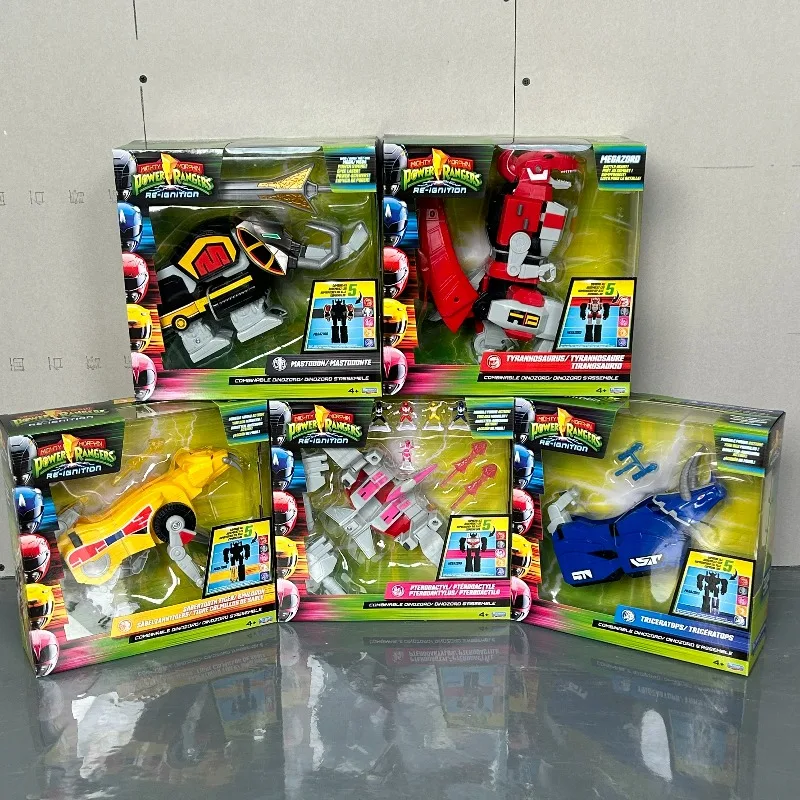 Playmates Mighty Morphin Power Rangers Re-Ignition Combinable Dinozord Tiger Triceratops Pterodactyl Doll Toys Gifts