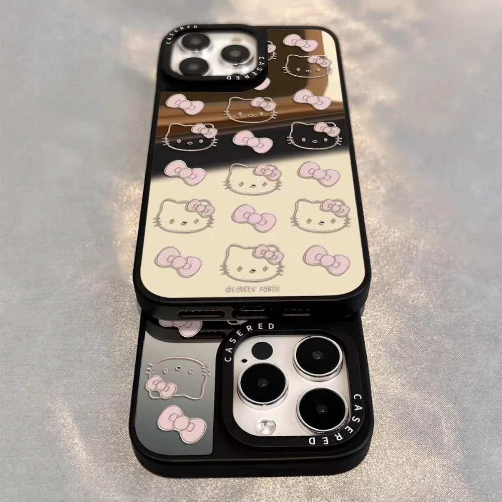 Luxurious Cute Creative Cartoon Cat Acrylic Phone Case for iPhone 17 16 15 14 13 Pro Max Plus All-inclusive Anti-fall Girls Gift