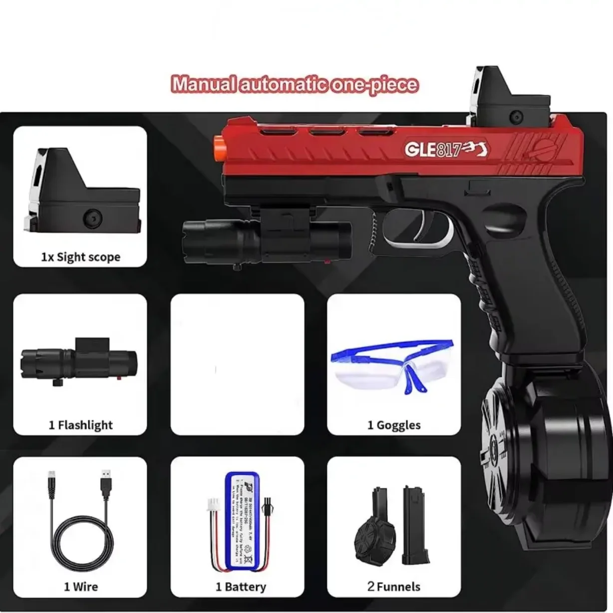 Automatic Shooting Airsoft Pistol Toy Gun Hydrogel Electric Paintball Gun for Adults Boys Outdoor Cs Shooting Gamehoot