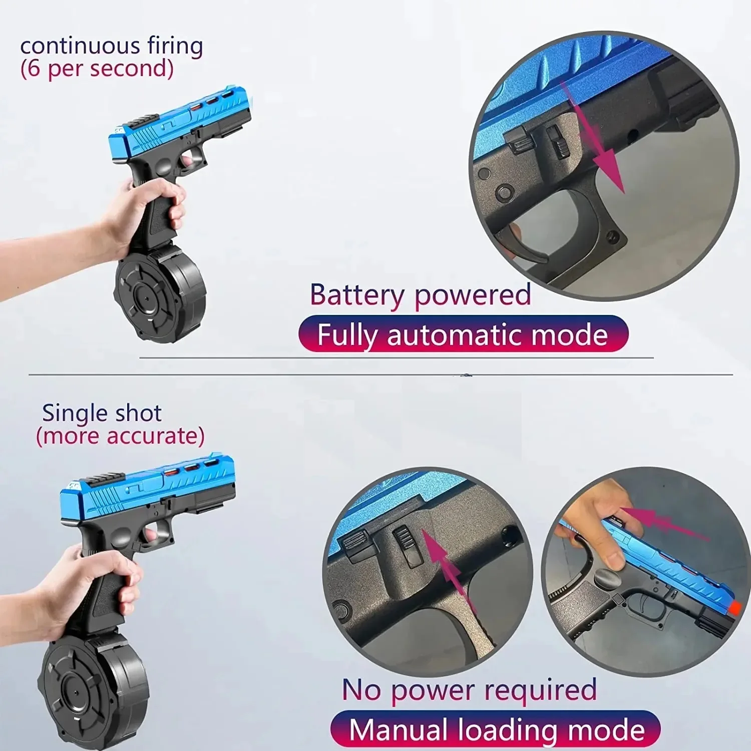 Automatic Shooting Airsoft Pistol Toy Gun Hydrogel Electric Paintball Gun for Adults Boys Outdoor Cs Shooting Gamehoot