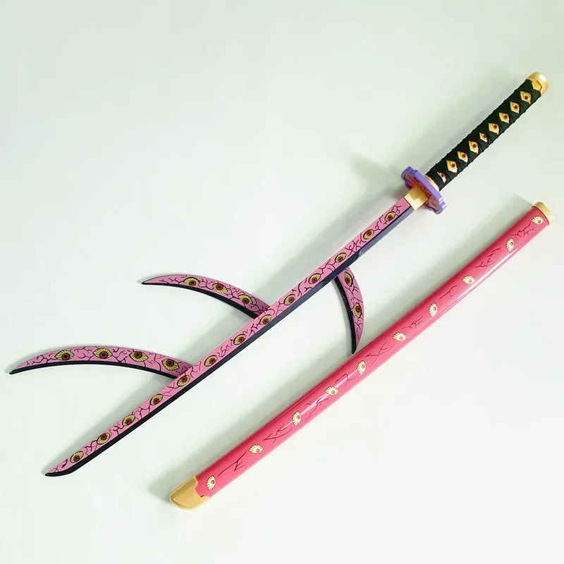 104cm Demon Slayer Kokushibo Katana Anime Kimetsu No Yaiba Cosplay Prop Ninja Real Size Japanese Katana Samurai Sword Wood Toy
