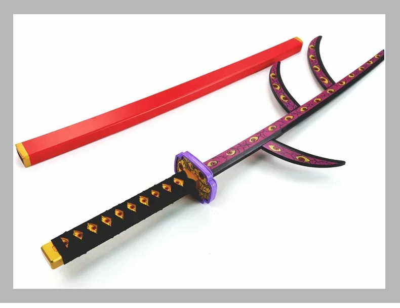 104cm Demon Slayer Kokushibo Katana Anime Kimetsu No Yaiba Cosplay Prop Ninja Real Size Japanese Katana Samurai Sword Wood Toy