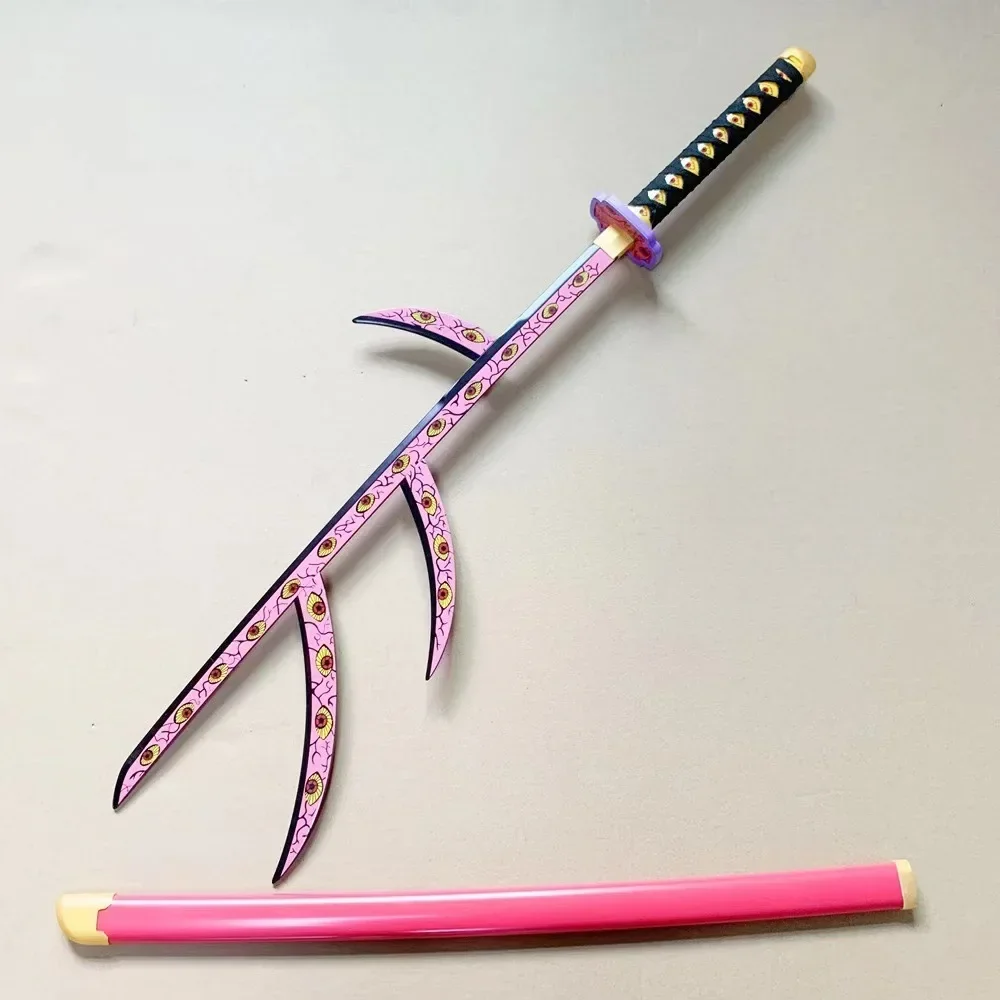 104cm Demon Slayer Kokushibo Katana Anime Kimetsu No Yaiba Cosplay Prop Ninja Real Size Japanese Katana Samurai Sword Wood Toy