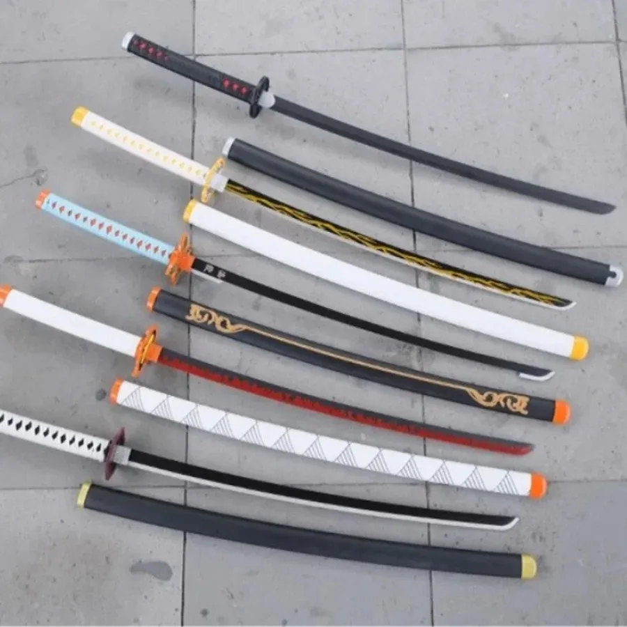 40inch Demon Slayer Katana Anime Kimetsu No Yaiba Cosplay Prop Wood Sword Real Size Japanese Katana Original Samurai Sabre Gift