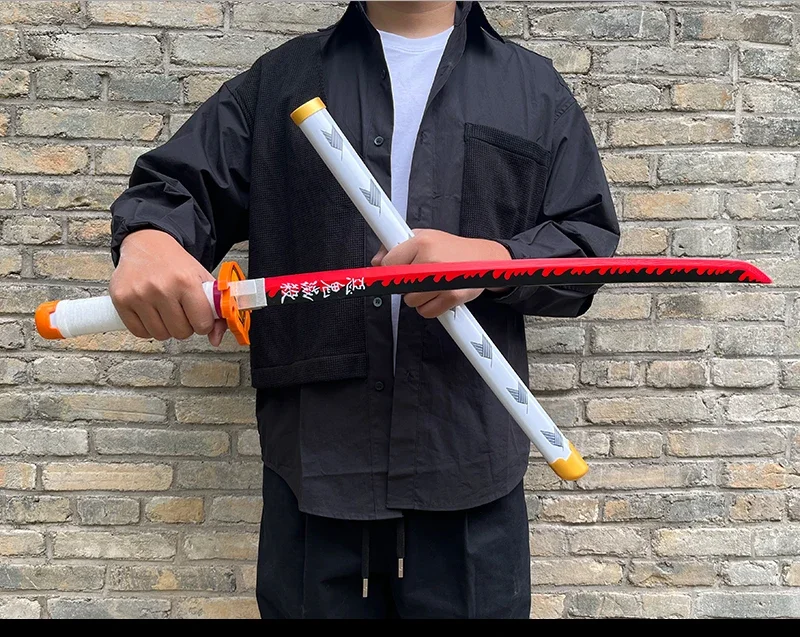 40inch Demon Slayer Katana Anime Kimetsu No Yaiba Cosplay Prop Wood Sword Real Size Japanese Katana Original Samurai Sabre Gift