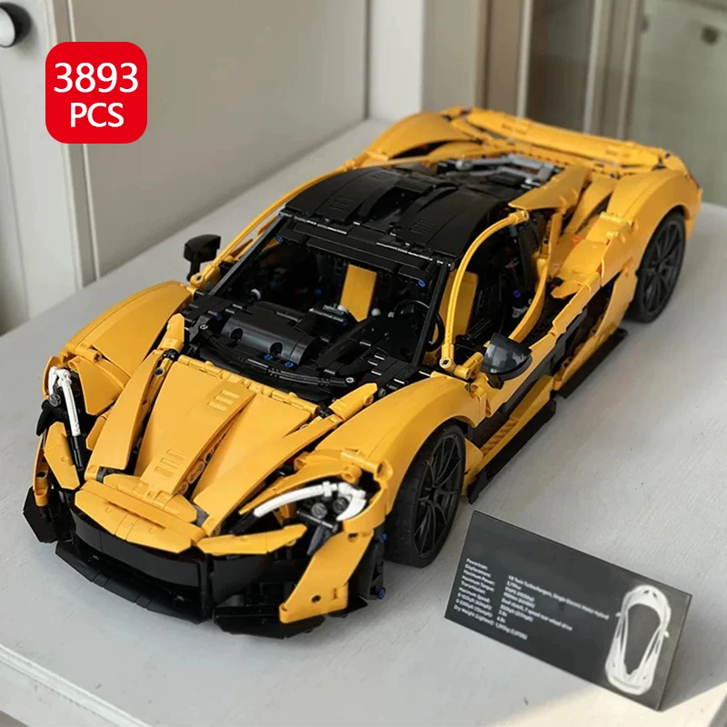 3893PCS MOC Yellow P1 1:8 Technical Supercar Building Blocks Model Collectible Display Assembly Toy Birthday Gifts for Adults