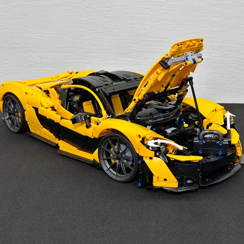 3893PCS MOC Yellow P1 1:8 Technical Supercar Building Blocks Model Collectible Display Assembly Toy Birthday Gifts for Adults