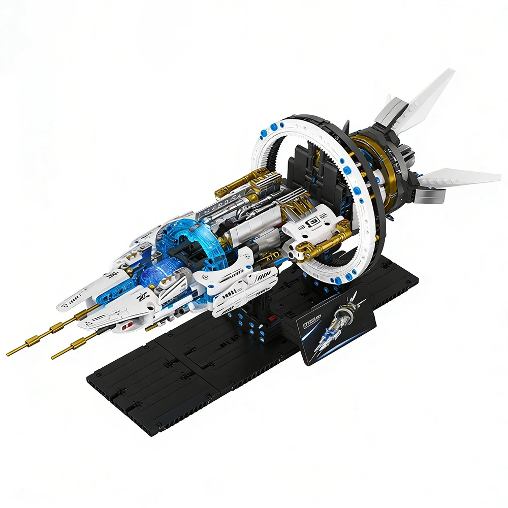 Interstellar Battleship Space Explorer Spaceship Wooden Alien Assembly Building Blocks Toy Adult 3D Model Birthday Gift
