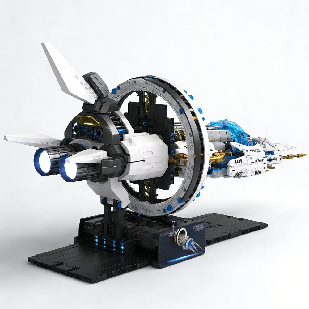 Interstellar Battleship Space Explorer Spaceship Wooden Alien Assembly Building Blocks Toy Adult 3D Model Birthday Gift