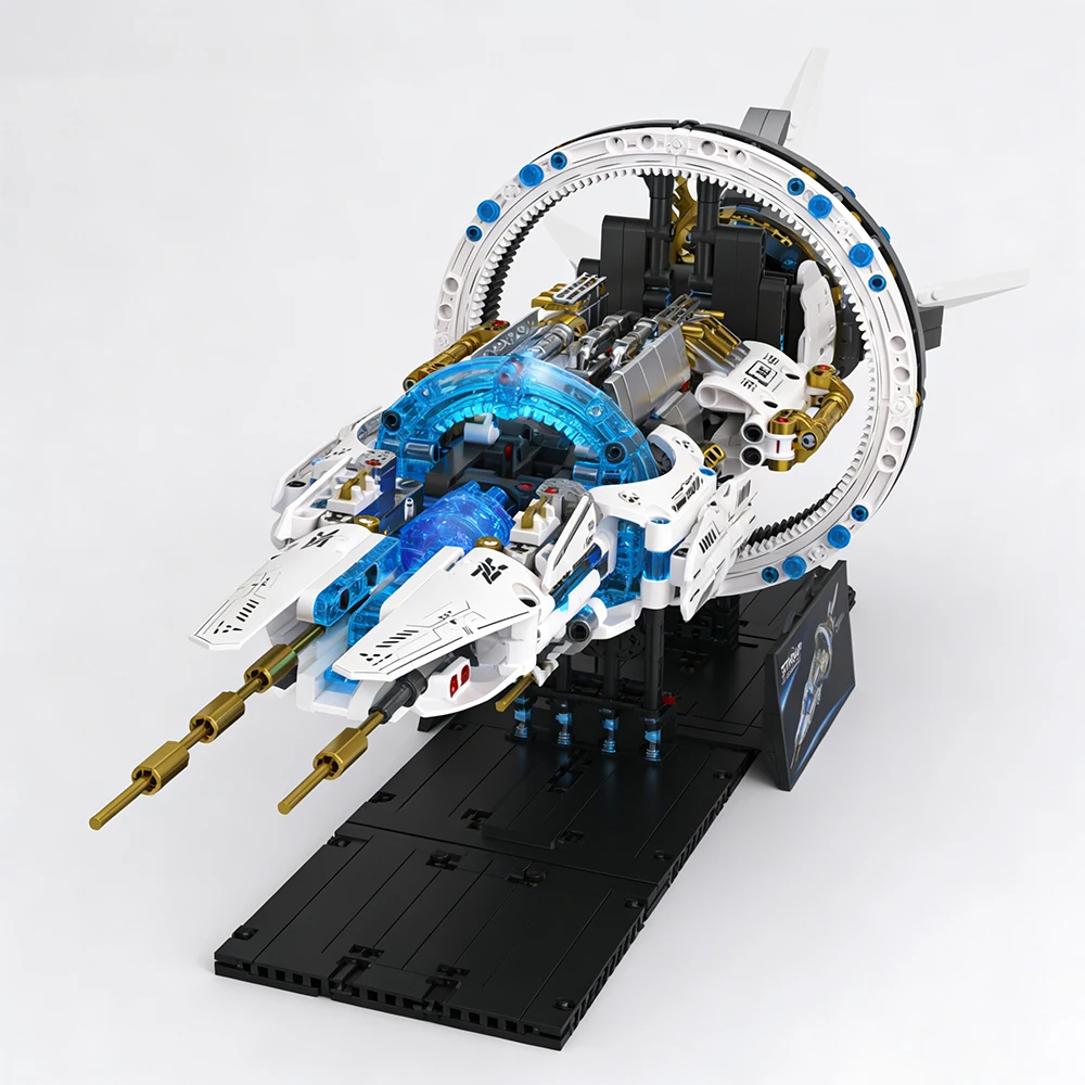 Interstellar Battleship Space Explorer Spaceship Wooden Alien Assembly Building Blocks Toy Adult 3D Model Birthday Gift