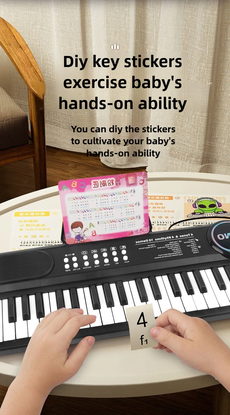 Kids Electric Piano 37 Baby Keyboard with Microphone Singing Songs Development Educational Toy Musical Instrument Games Children