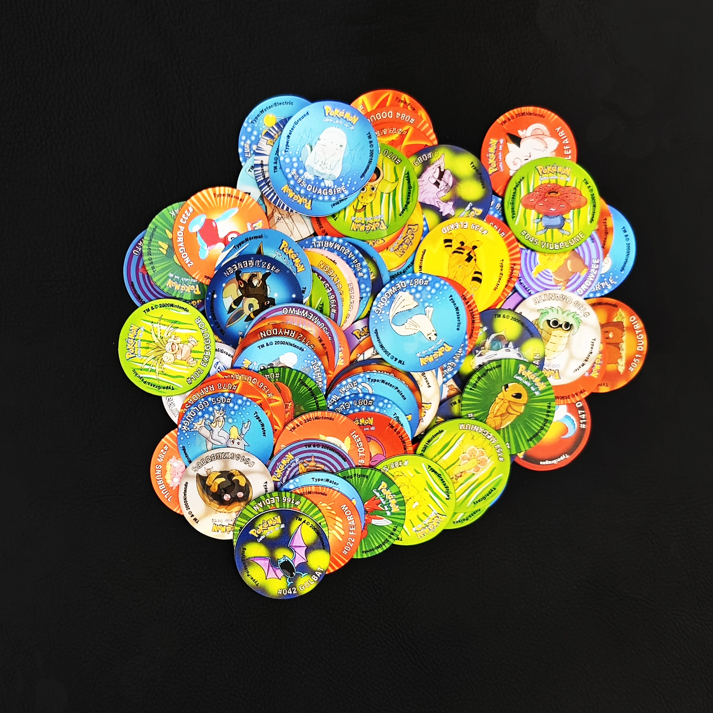 Lote De Tazos Pokemon Collection 92pcs Holograma 3d Tasos Collector Childhood Memory Rare Pikachu Milkcaps Round Chaps Pogs Card