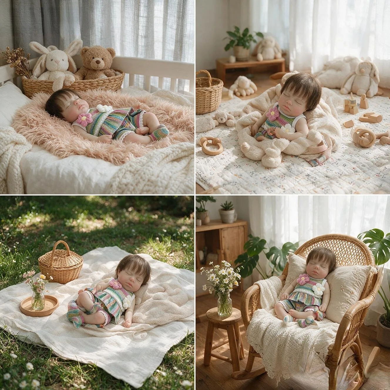 13 Inch Full Silicone Reborn Baby Doll Closed Eyes Hand Rooted Hair Lifelike Hand Painted Realistic Collectible Birthday Gift
