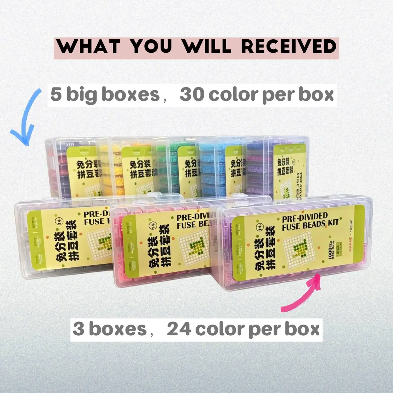 Yantjouet 2.6mm 221 Color Pre-Sorted Fuse Beads DIY Pixel Art Hama Beads Hand-Make Puzzle Game Iron Beads for Creative Toy