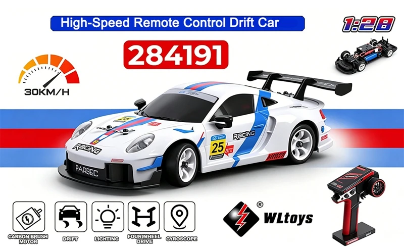 Oike Radio Remote Control Drift Racing WLtoys 284191 284019-A 1/28 RC Drifting Car 4WD 30KM/H High Speed Vehicle Model Mini Gift