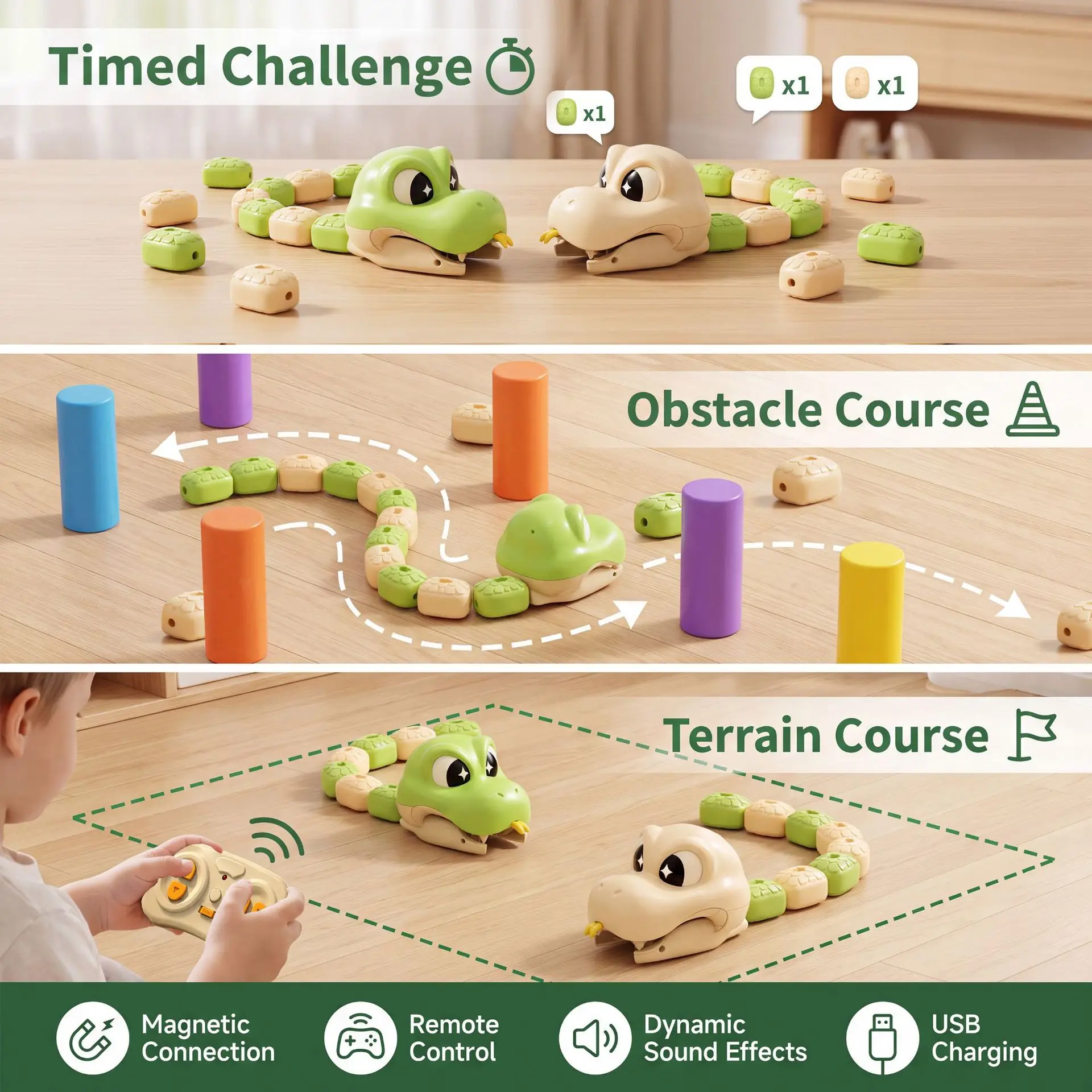 Magnetic Snake Game Remote Control Two Player Interactive Battle 3d Classic Growing Toy For Home Indoor Party Entertainment