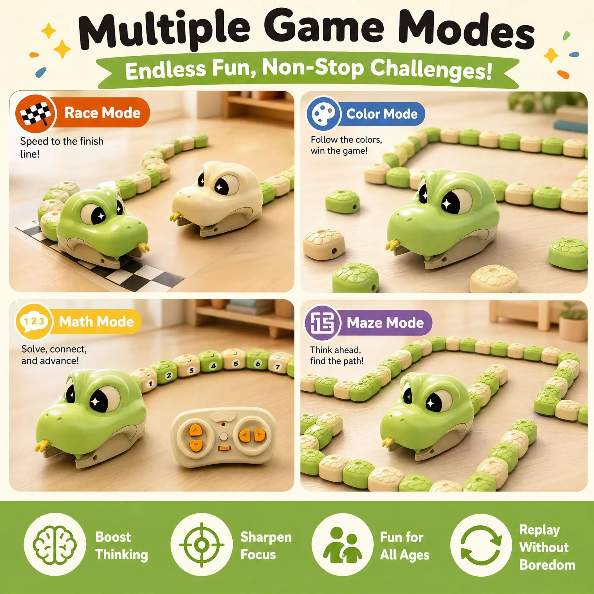 Magnetic Snake Game Remote Control Two Player Interactive Battle 3d Classic Growing Toy For Home Indoor Party Entertainment