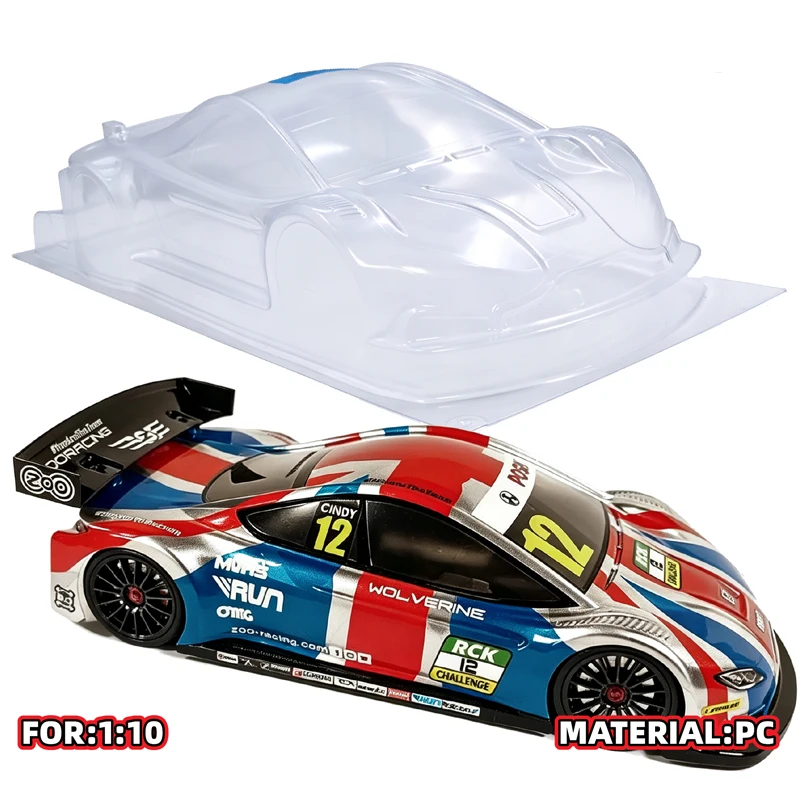 ZooRacing Wolverine ZR‑0011 1/10 Touring Car Body, 190mm Clear Polycarbonate Unpainted RC On‑Road Car Shell Replacement Parts