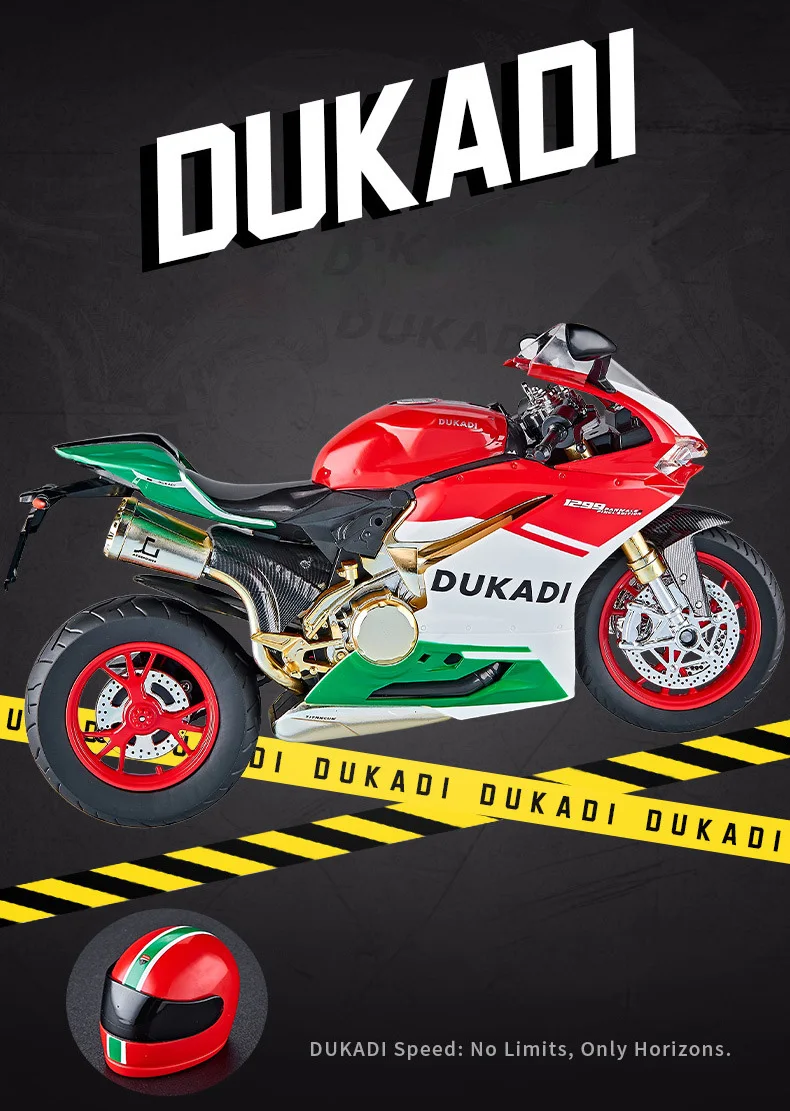 Key Start 1:9 1199 Panigale Alloy Sports Motorcycle Model Diecast Track Racing Motorcycle Model With Spray Sound Light Kids Toys