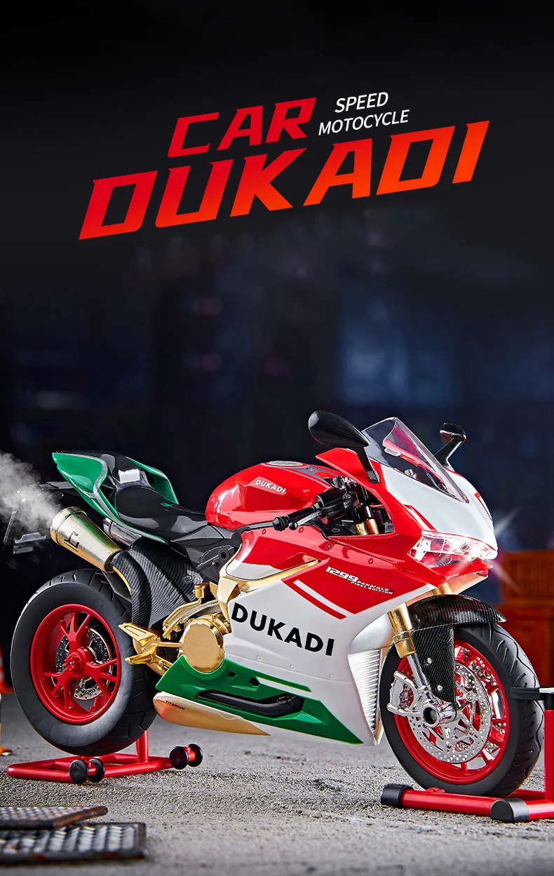 Key Start 1:9 1199 Panigale Alloy Sports Motorcycle Model Diecast Track Racing Motorcycle Model With Spray Sound Light Kids Toys