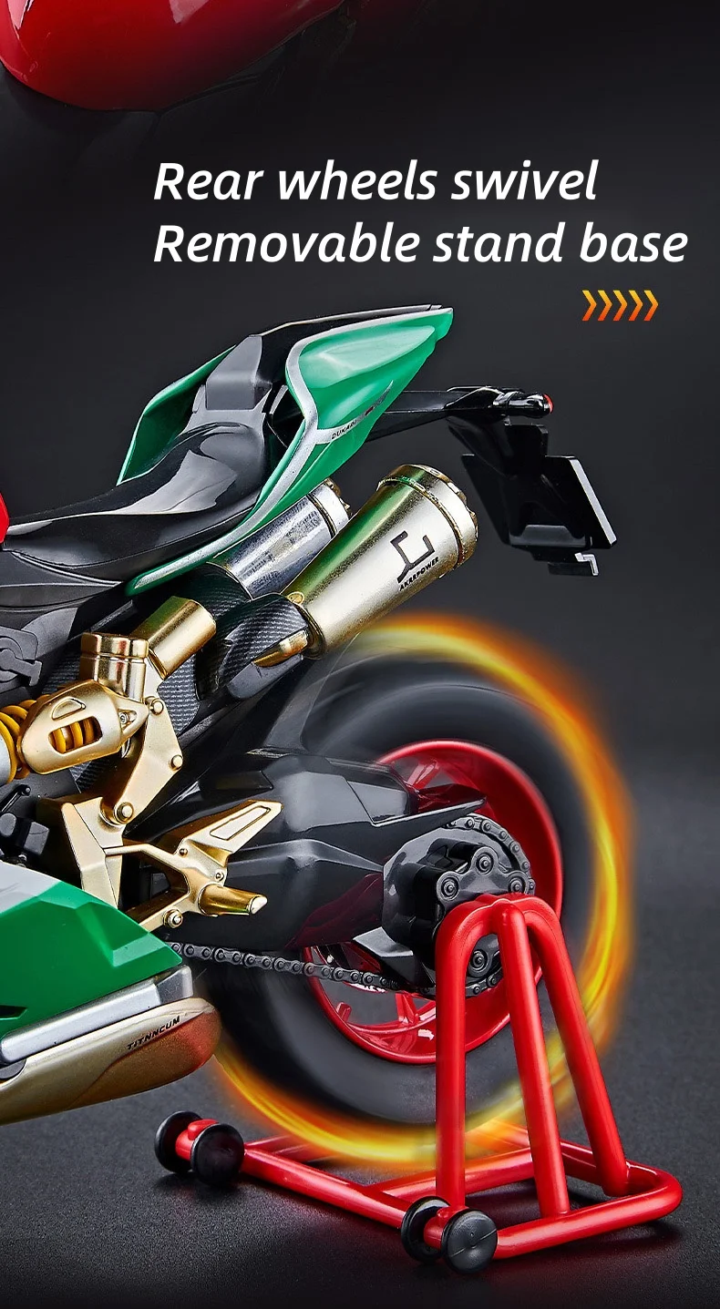 Key Start 1:9 1199 Panigale Alloy Sports Motorcycle Model Diecast Track Racing Motorcycle Model With Spray Sound Light Kids Toys