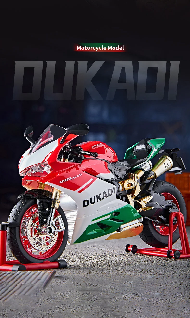 Key Start 1:9 1199 Panigale Alloy Sports Motorcycle Model Diecast Track Racing Motorcycle Model With Spray Sound Light Kids Toys