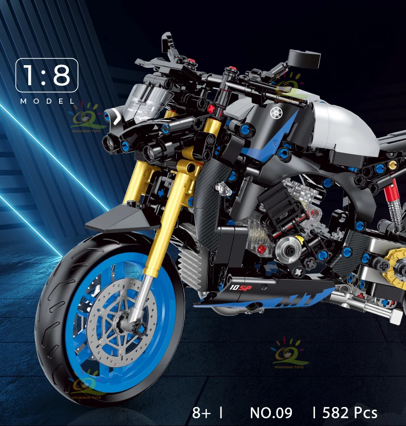 HUIQIBAO High-tech Classic Motorbike Building Model Blocks Moto City Racer Bricks Toy for Kids Boy Children Adult MOC Car Set