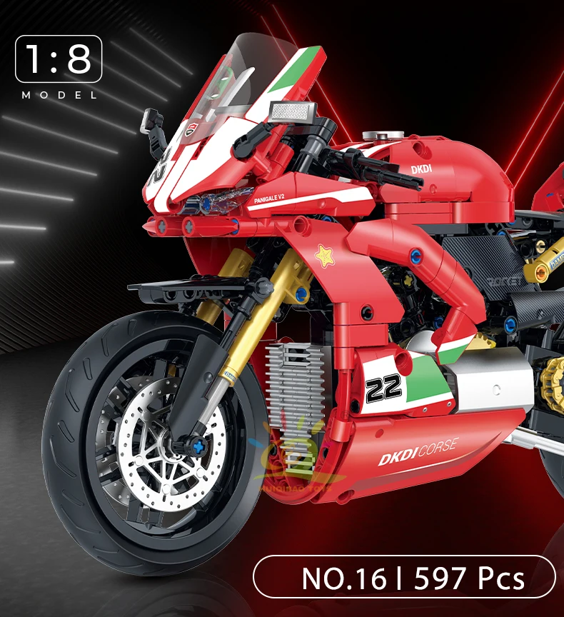 HUIQIBAO High-tech Classic Motorbike Building Model Blocks Moto City Racer Bricks Toy for Kids Boy Children Adult MOC Car Set