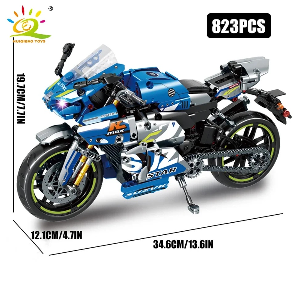 HUIQIBAO High-tech Classic Motorbike Building Model Blocks Moto City Racer Bricks Toy for Kids Boy Children Adult MOC Car Set