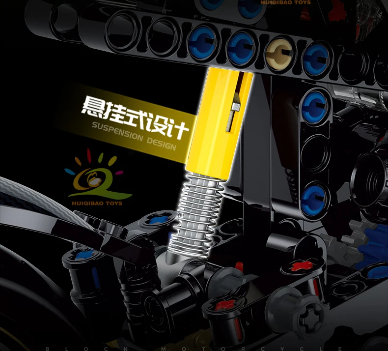 HUIQIBAO High-tech Classic Motorbike Building Model Blocks Moto City Racer Bricks Toy for Kids Boy Children Adult MOC Car Set
