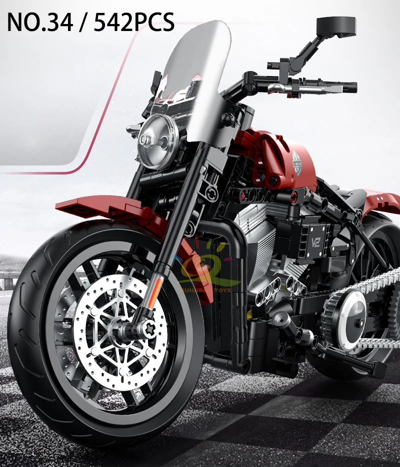 HUIQIBAO High-tech Classic Motorbike Building Model Blocks Moto City Racer Bricks Toy for Kids Boy Children Adult MOC Car Set