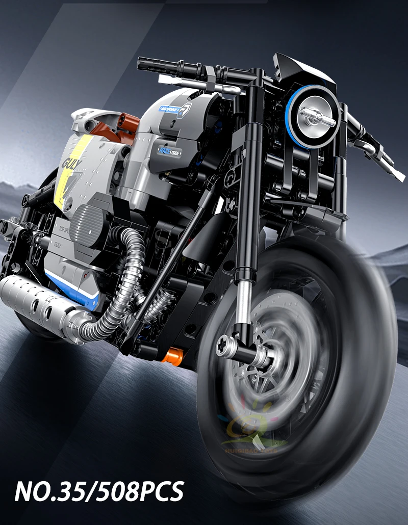 HUIQIBAO High-tech Classic Motorbike Building Model Blocks Moto City Racer Bricks Toy for Kids Boy Children Adult MOC Car Set