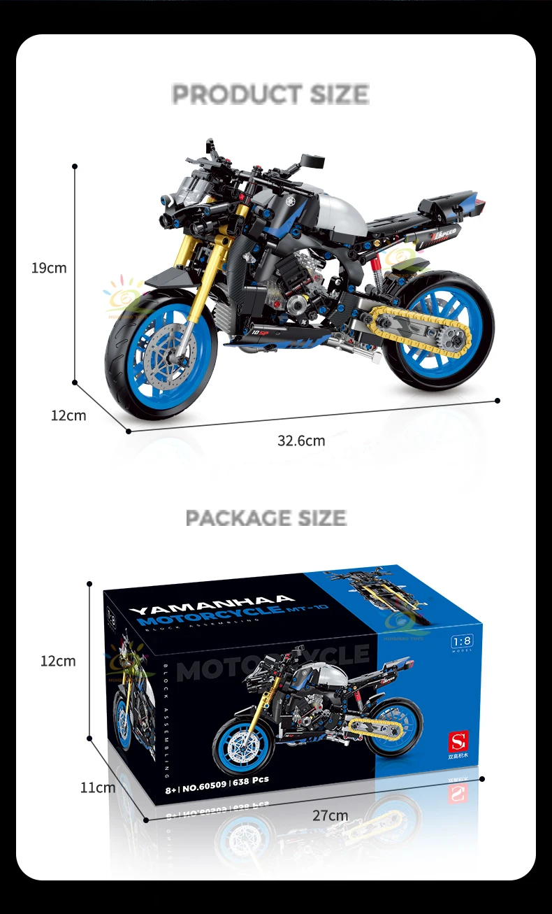 HUIQIBAO High-tech Classic Motorbike Building Model Blocks Moto City Racer Bricks Toy for Kids Boy Children Adult MOC Car Set