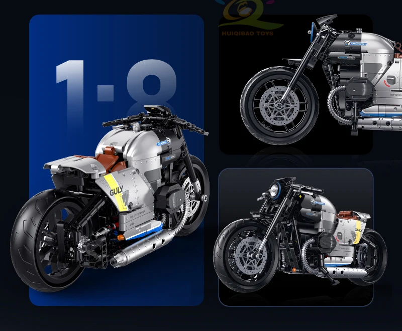HUIQIBAO High-tech Classic Motorbike Building Model Blocks Moto City Racer Bricks Toy for Kids Boy Children Adult MOC Car Set