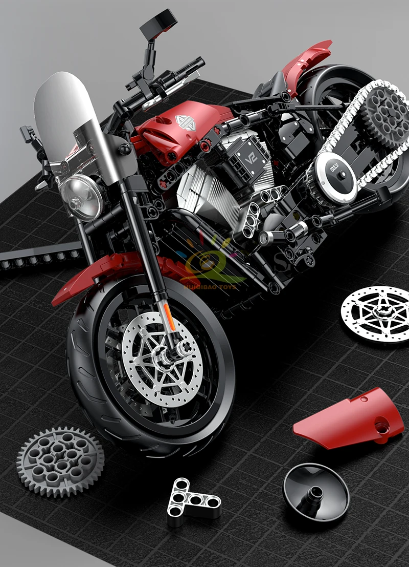 HUIQIBAO High-tech Classic Motorbike Building Model Blocks Moto City Racer Bricks Toy for Kids Boy Children Adult MOC Car Set