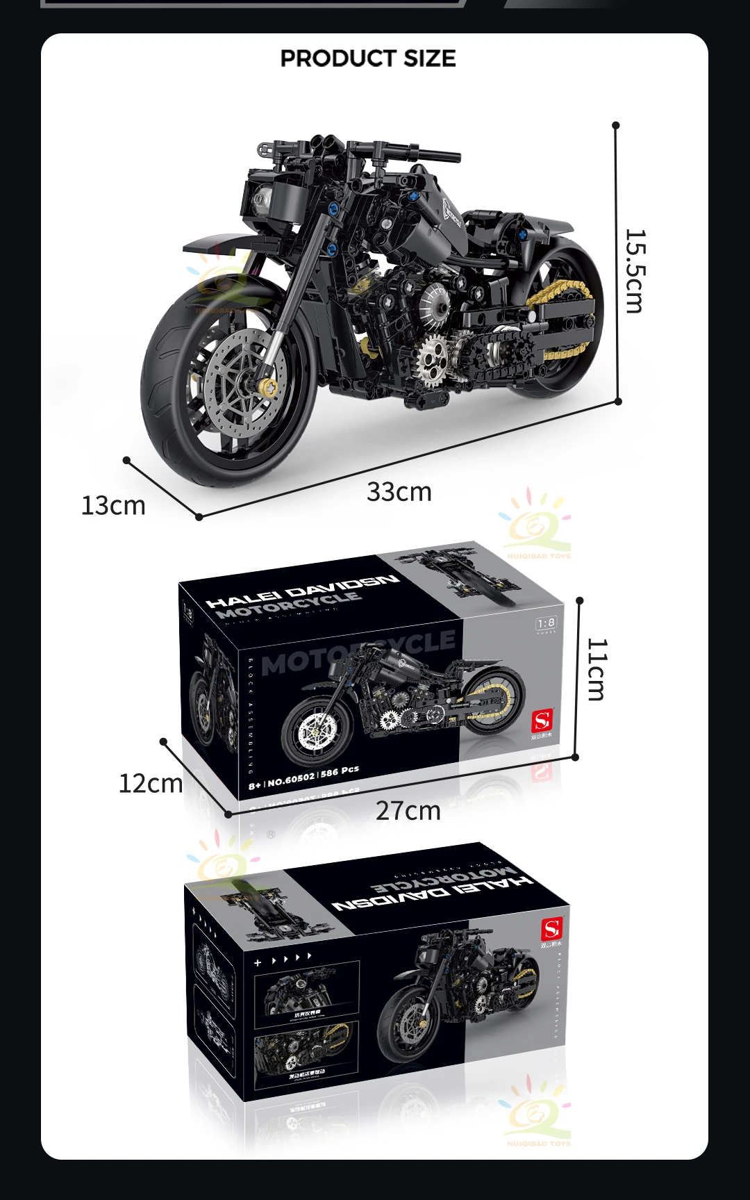 HUIQIBAO High-tech Classic Motorbike Building Model Blocks Moto City Racer Bricks Toy for Kids Boy Children Adult MOC Car Set