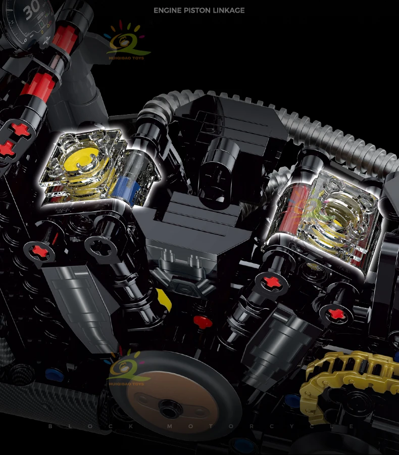 HUIQIBAO High-tech Classic Motorbike Building Model Blocks Moto City Racer Bricks Toy for Kids Boy Children Adult MOC Car Set