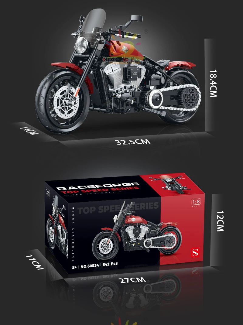 HUIQIBAO High-tech Classic Motorbike Building Model Blocks Moto City Racer Bricks Toy for Kids Boy Children Adult MOC Car Set