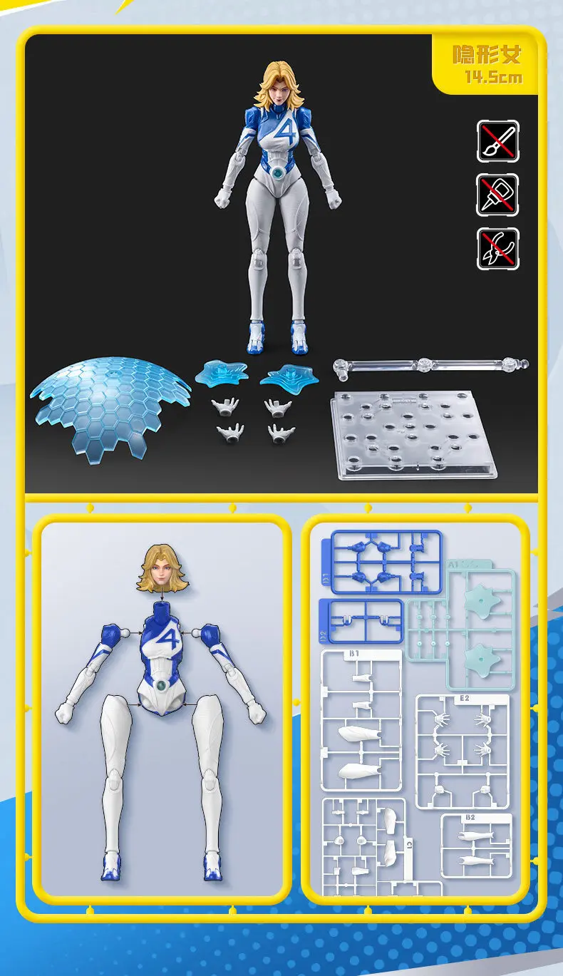 Blokees New Rivals Jeff The Land Shark Invisible Woman Assembly Model Kit Collectible Movable Replaceable Parts For Adult Fan