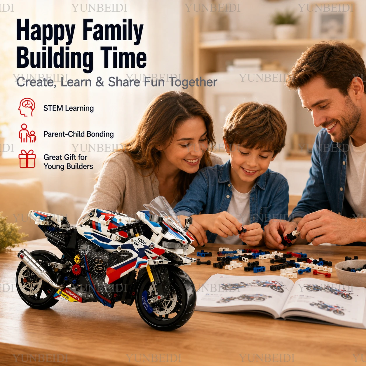 1:8 Motorcycle Building Set Toy - Children's Gift - Super Motorcycle Model Kit - Racing Car Assembly Toy - Children's Gift