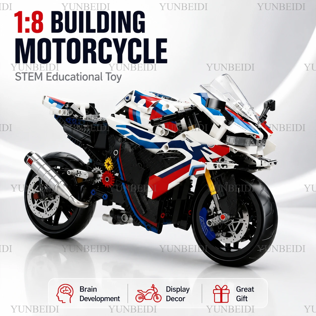 1:8 Motorcycle Building Set Toy - Children's Gift - Super Motorcycle Model Kit - Racing Car Assembly Toy - Children's Gift
