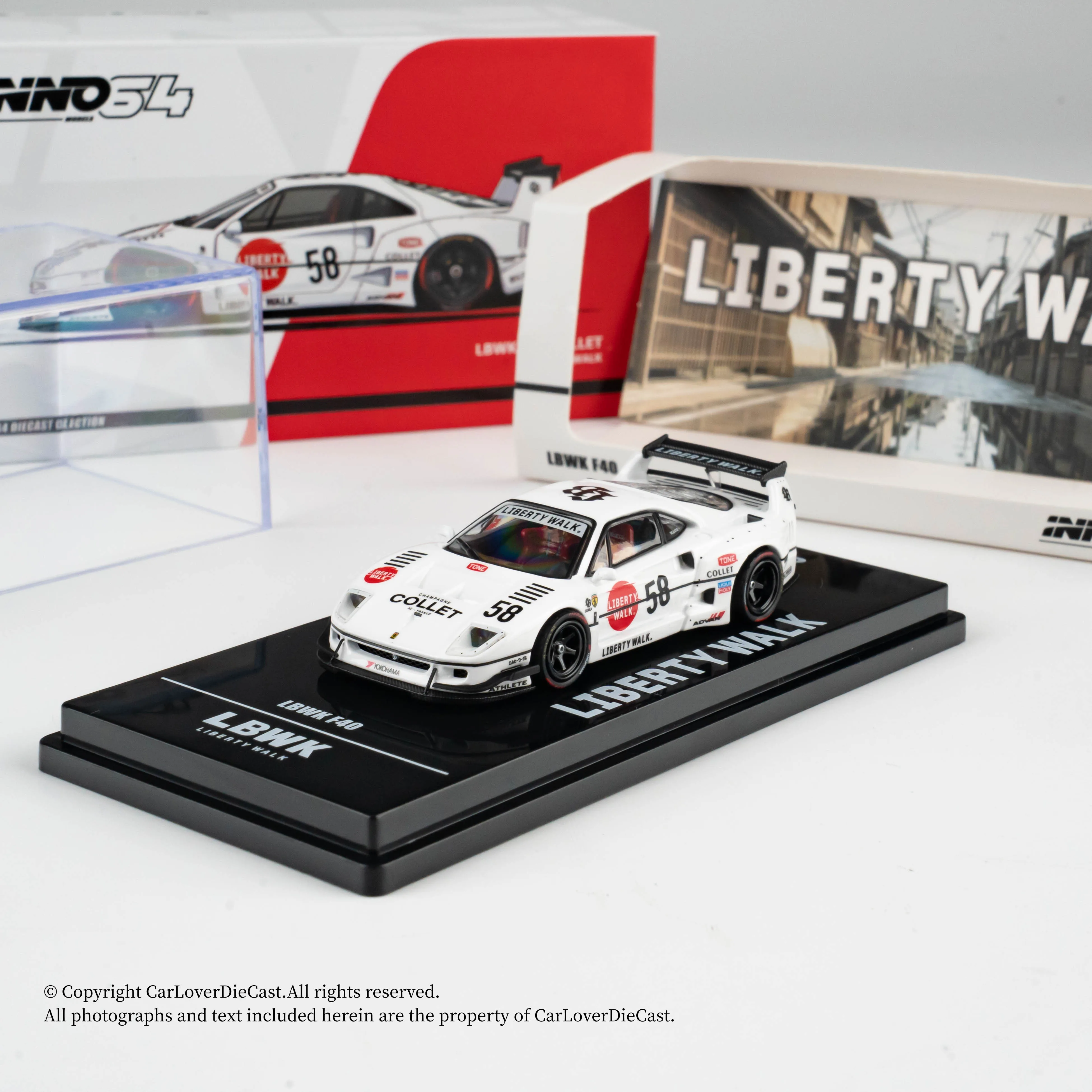 INNO 1:64 LBWK F40 COLLET White Diecast Model Car