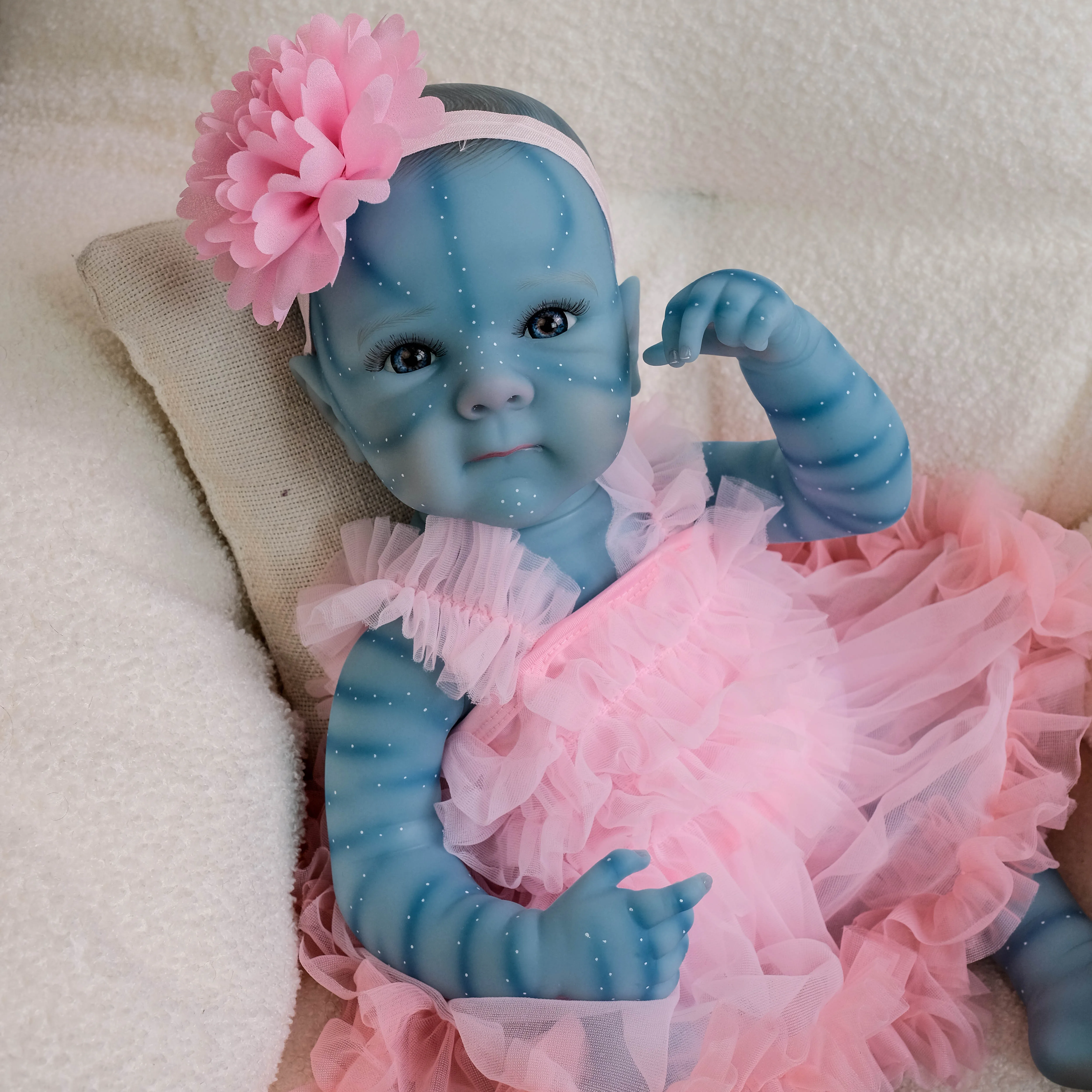 NPK 19-inch Full Body Bettie Avatar Collectible Art Doll - Soft Silicone Bebe Bath Toy Waterproof Hand-Painted Details