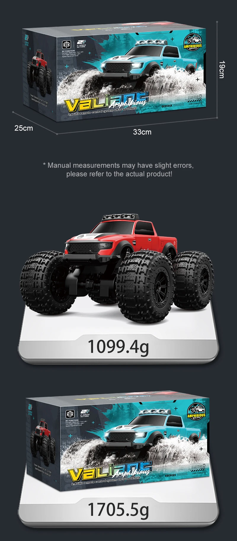 JJRC remote control vehicle, large wheeled land truck, land amphibious vehicle, suitable for outdoor play, strong passivity, str