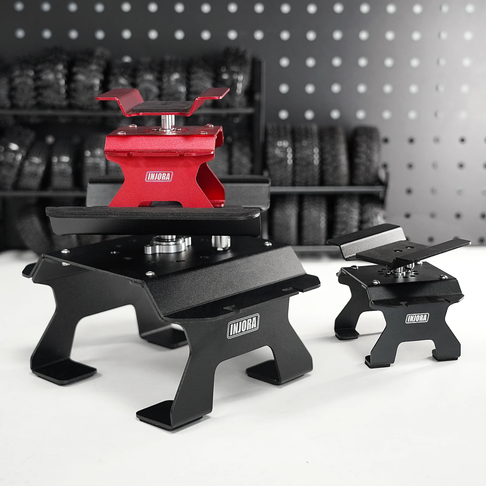 INJORA Aluminum RC Car Stand with Shock Holder for 1/10 RC Cars