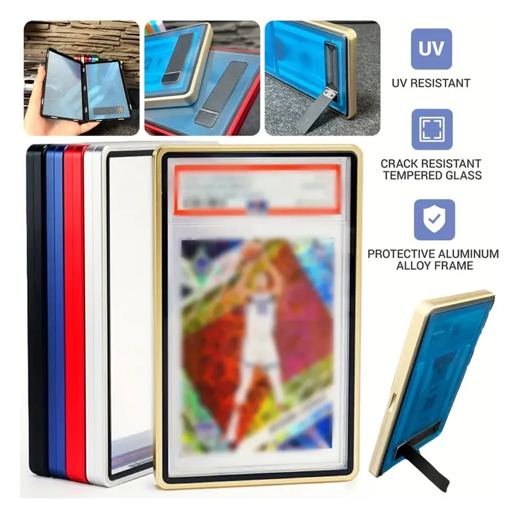 Aluminum Alloy Multicolor Trading Card Protect Case with Stand, For PSA BGS Graded Card, Support Horizontal and Vertical