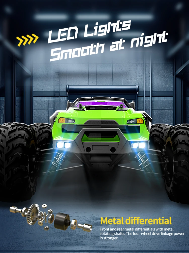 ZNLYRION SG116MAX PRO 4WD RC Car 1:16 Brushless 80KM/H High Speed Off-Road Monster Truck 2.4GHz Remote Control Car with LED Light for Kids Adults