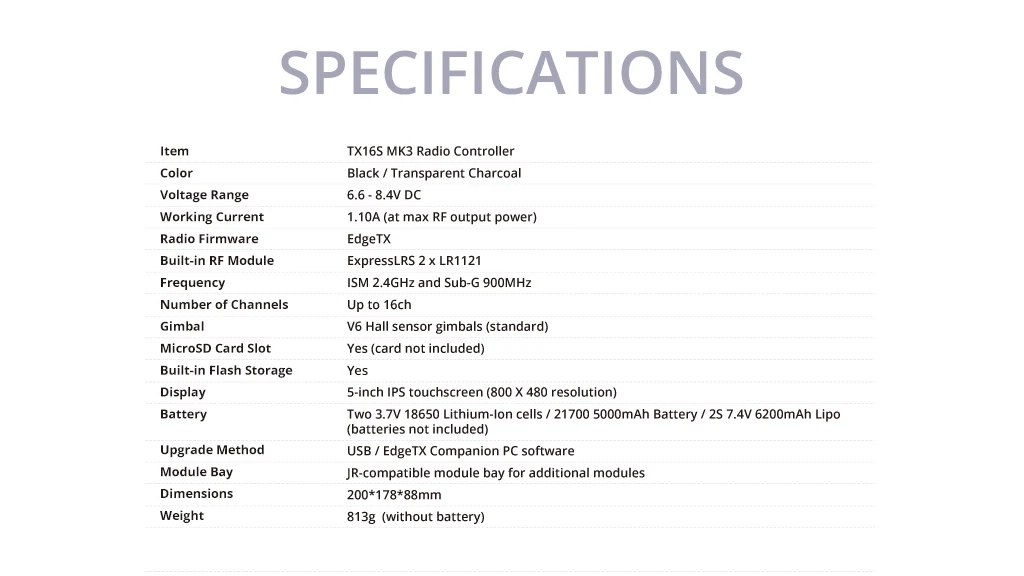 Radiomaster TX16S MK3 2.4GHz 900MHz V6 Hall Gimbal 5 inch IPS Touchscreen Gemini Dual Band ExpressLRS Radio Controller