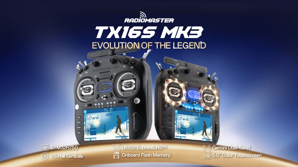 Radiomaster TX16S MK3 2.4GHz 900MHz V6 Hall Gimbal 5 inch IPS Touchscreen Gemini Dual Band ExpressLRS Radio Controller