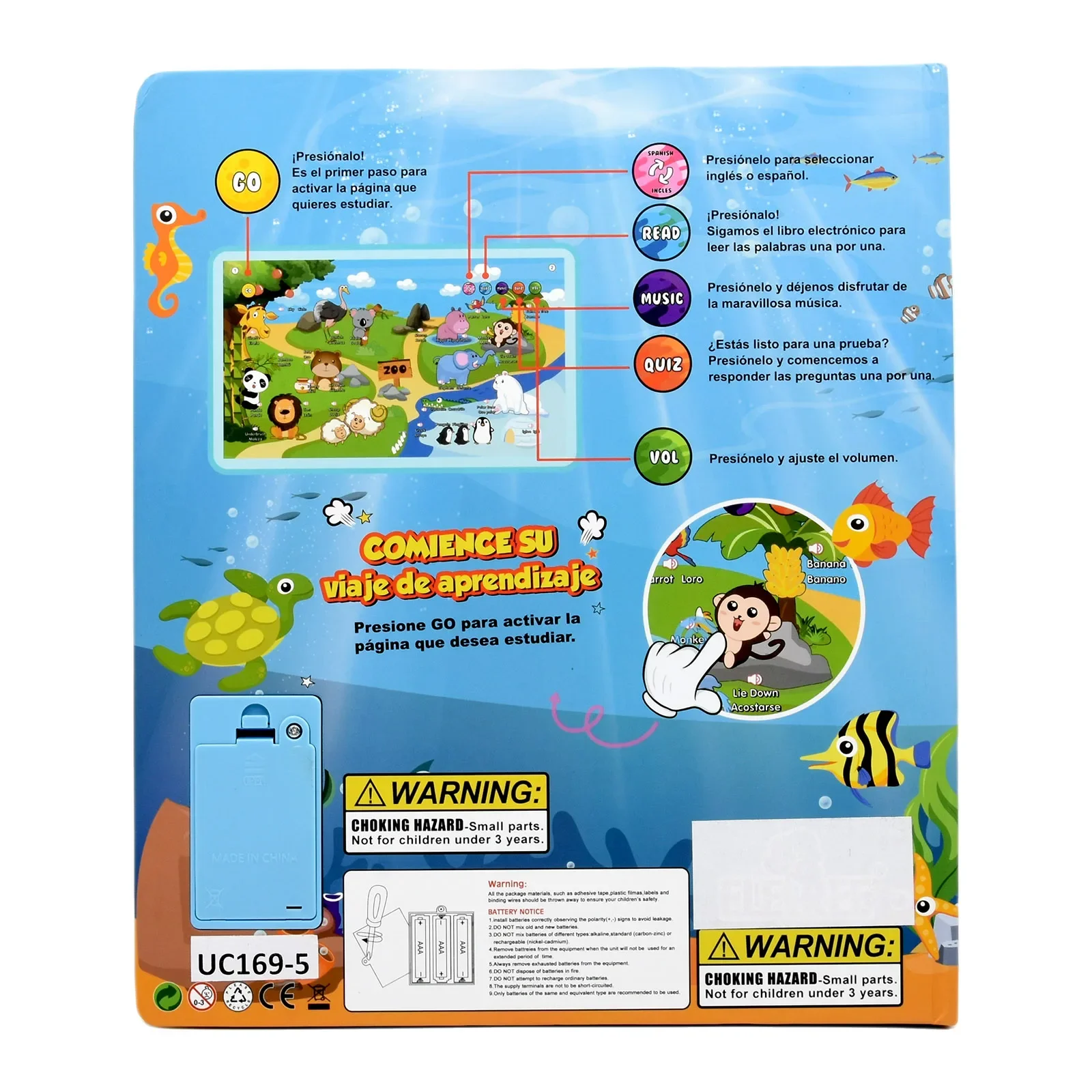 Montessori Spanish English Language Learning Machine Electronic Reading Books Toddler Baby Educational Toys Multifunction Ebook